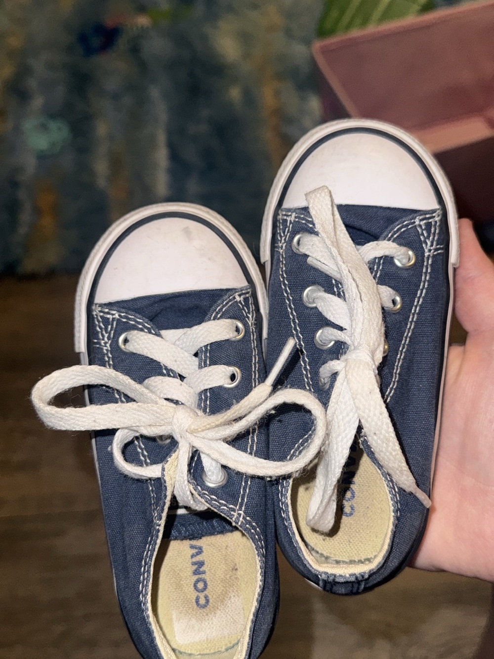 Converse Kids Navy and White Canvas Low-Top Sneakers